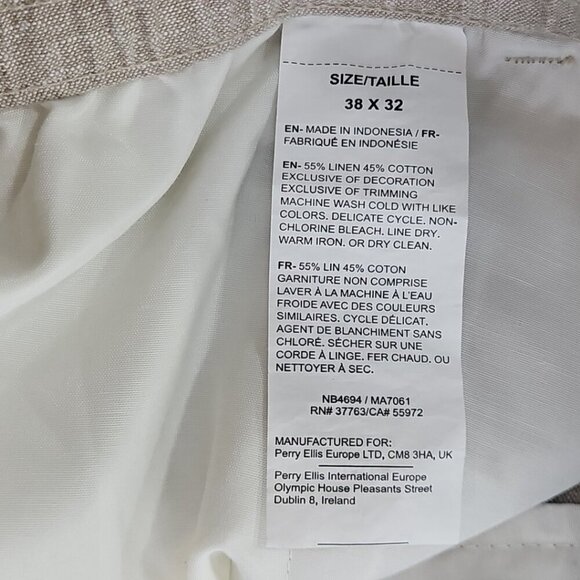NEW Perry Ellis Linen Blend Pullup Drawstring Pants Men's 38x32 Tan NWT Resort - Picture 13 of 15